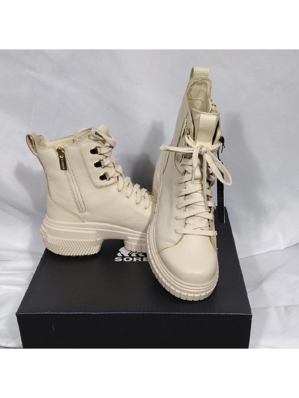 NIB Sorel ONA AVE Women's Waterproof Lace Boot Honey White Sea Salt size 10
